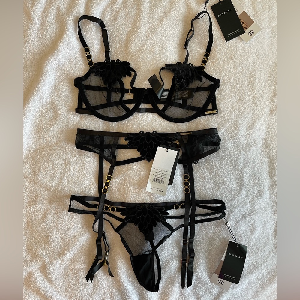 Bluebella Harley Bra / Panties / Garter Belt (32D / Small)